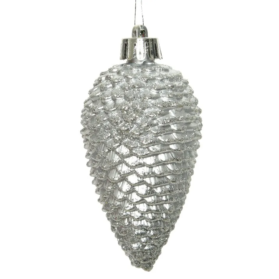 Lot de 6 pommes de pin à suspendre Alpine Argent 1
