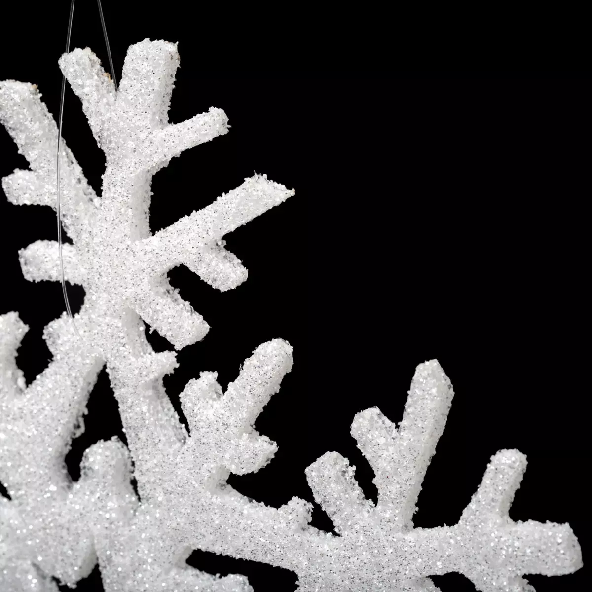 Confezione di 6 fiocchi di neve di Natale glitterati Bianco 2