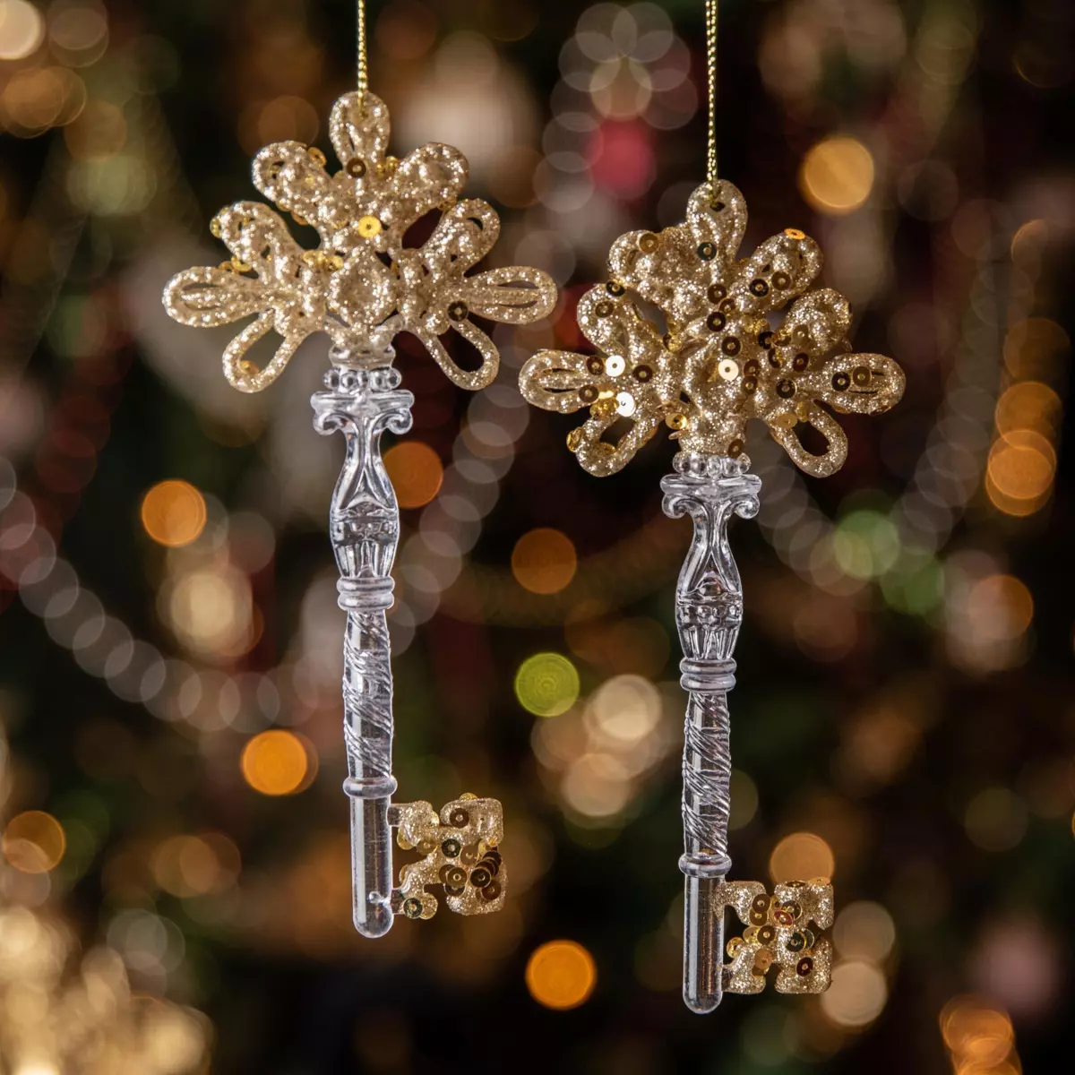 Lot de 2 suspensions Clés Strass Or 1