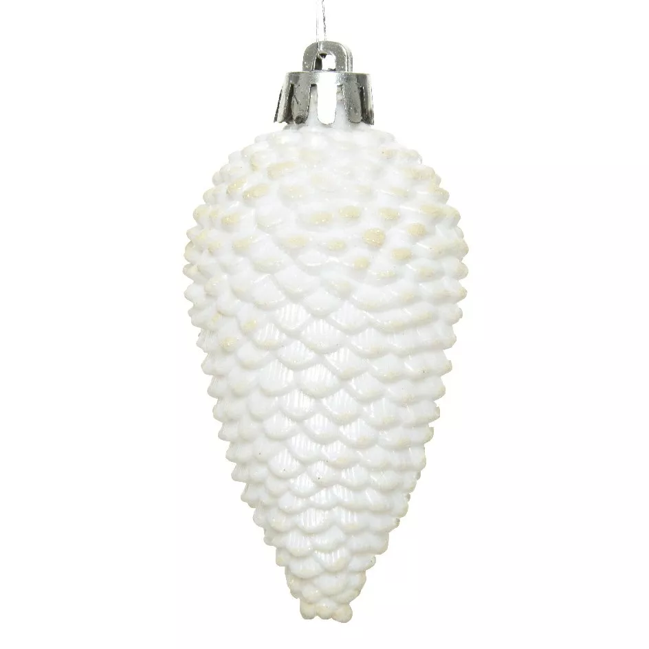 Lot de 6 pommes de pin à suspendre Alpine Blanc