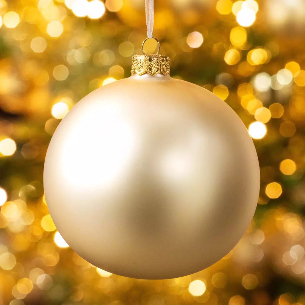 Lot de 4 boules de Noël en verre (D100 mm) Arctique mate Perle  1