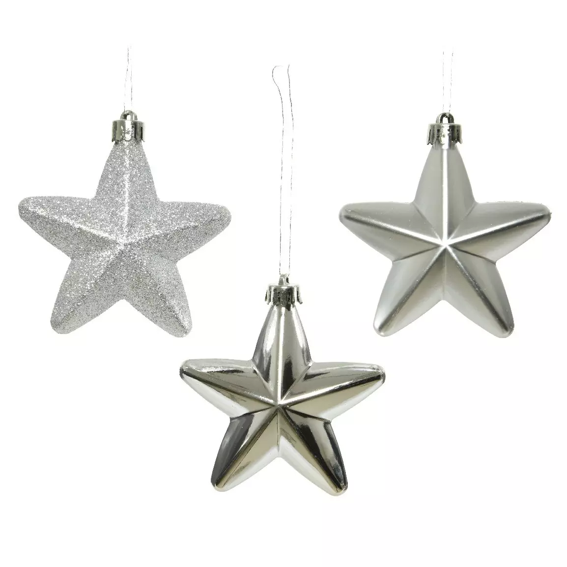 Lot de 6 étoiles de Noël à suspendre Alpine Argent 2