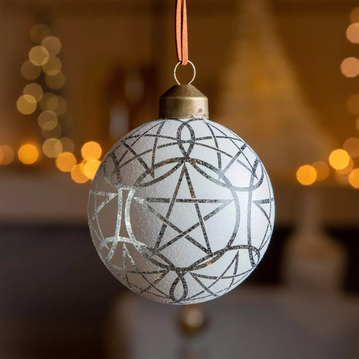 3er Set Weihnachtskugeln (D80 mm) aus Glas Vril Weiß 1