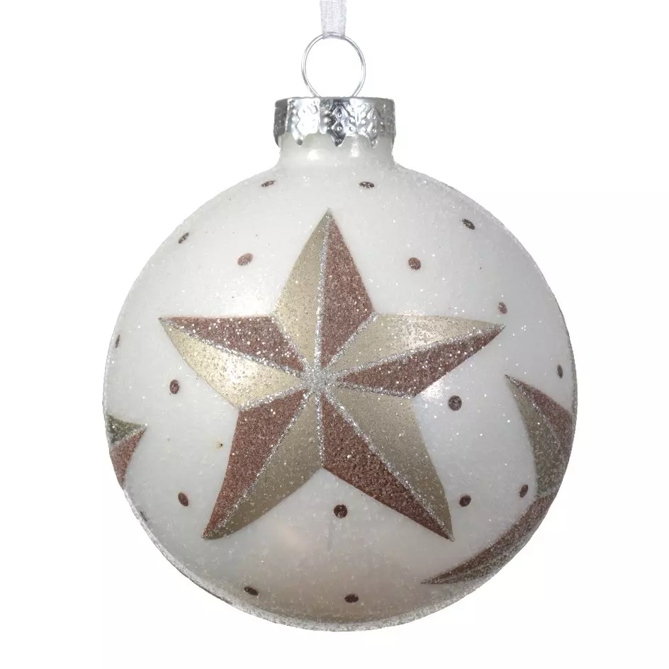 Lot de 3 boules de Noël (D80 mm) en verre Bélia Blanc 1