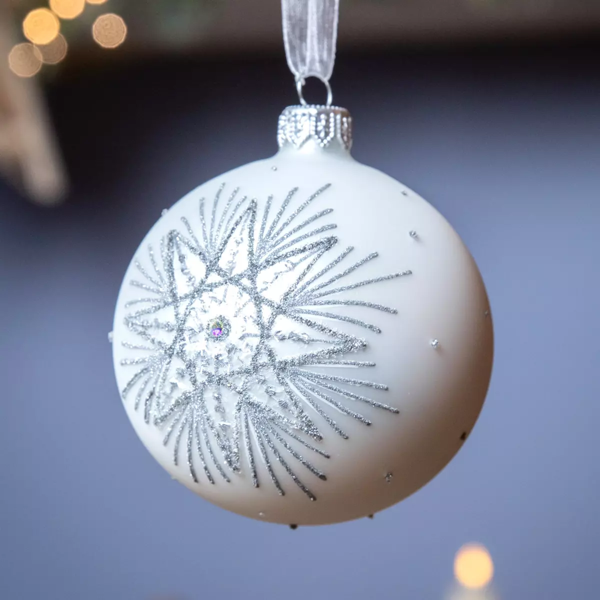 Lot de 6 boules de Noël (D80 mm) en verre Polaris Blanc 1