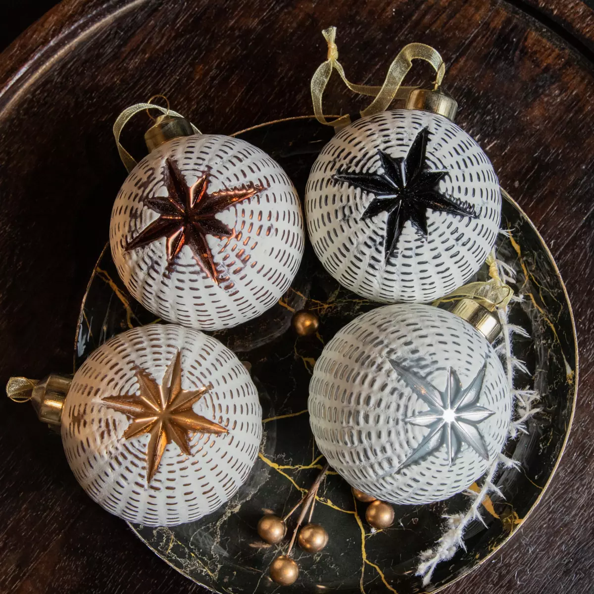 Lot de 12 boules de Noël (D80 mm) en verre Styl Blanc 1