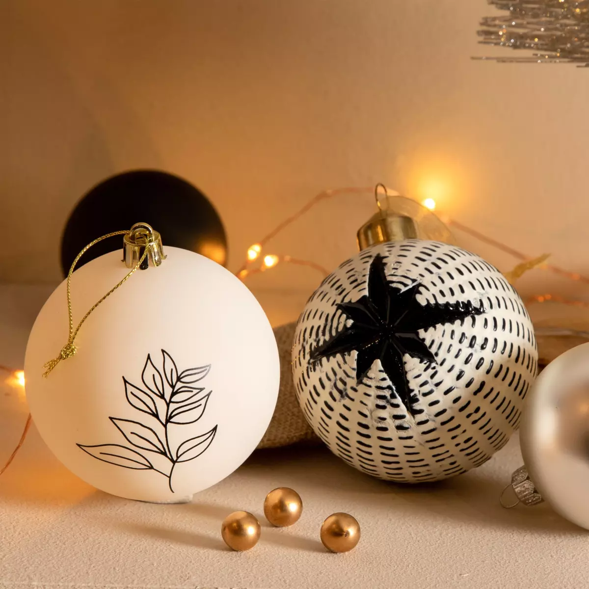 Lot de 12 boules de Noël (D80 mm) en verre Styl Blanc 2