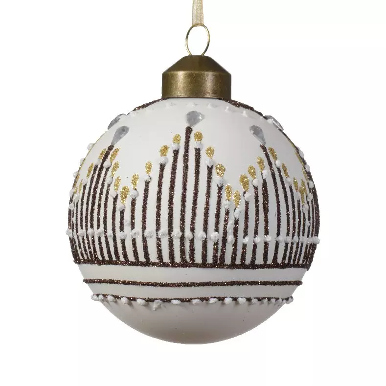 Confezione di 3 palline di Natale (D80 mm) in vetro Sil Bianco 1