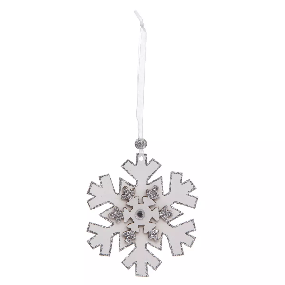 Confezione di 4 fiocchi di neve di Natale Naturale Bianco 1