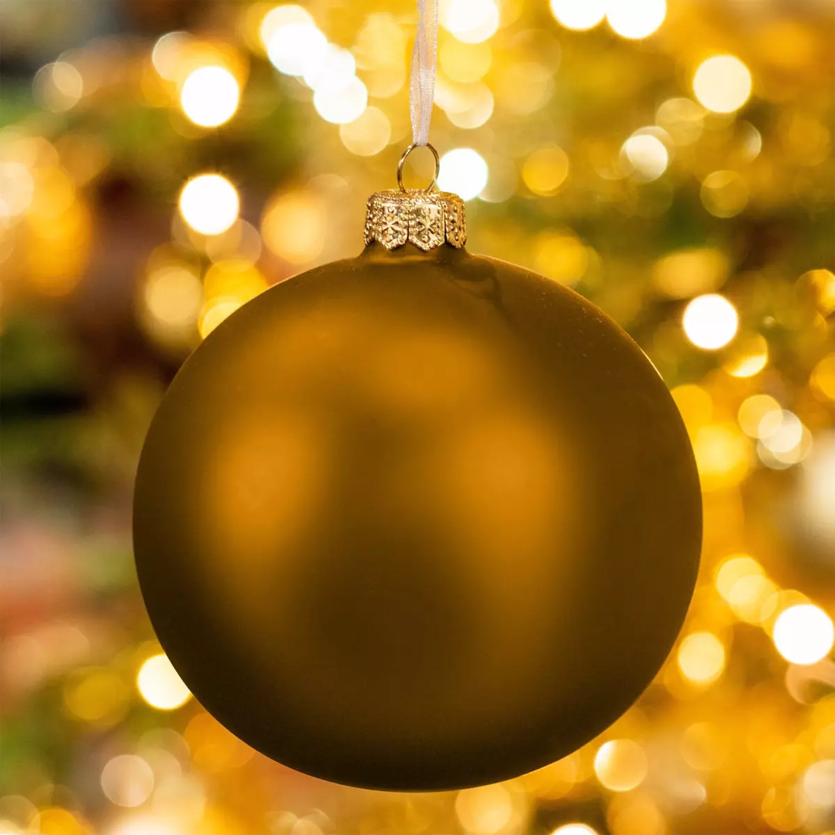 Lot de 4 boules de Noël en verre (D100 mm) Arctique mate Cannelle  1
