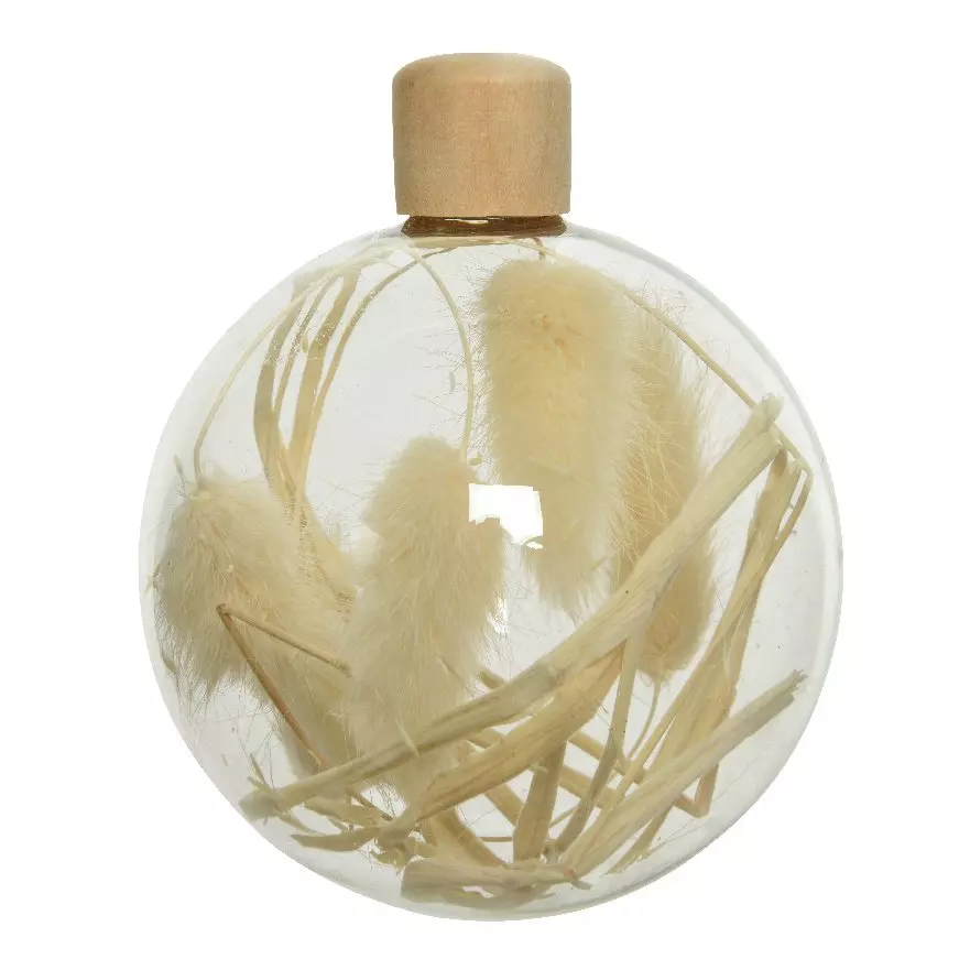 Lot de 3 boules de Noël en verre (D80 mm) Herbes séchées Transparent  1