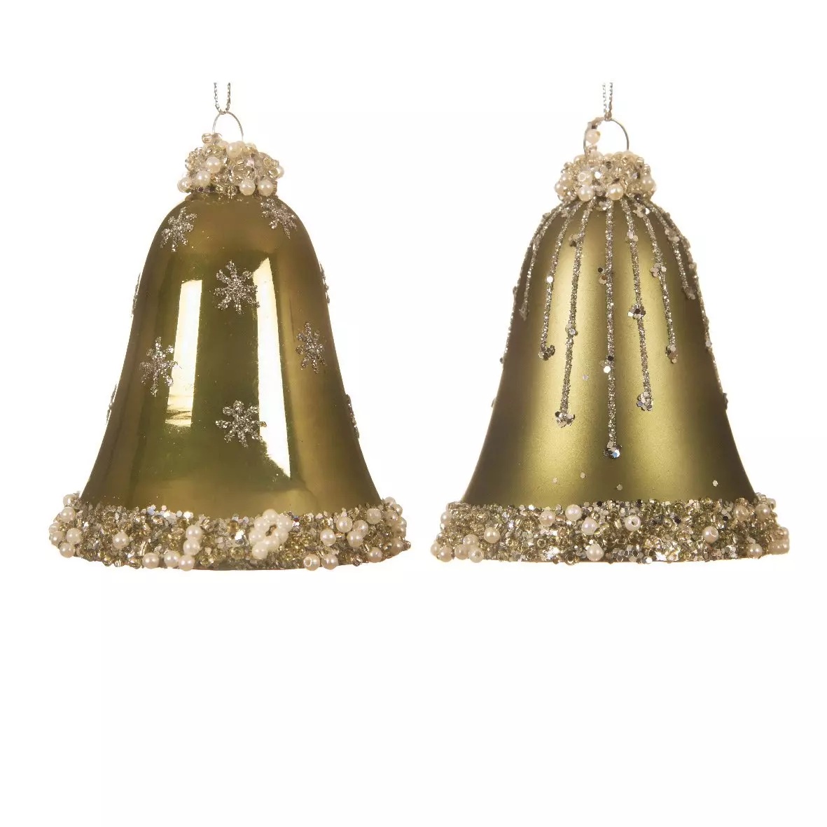 Lot de 2 clochettes en verre Kristina Vert mousse 1