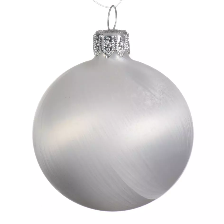 6er Set Weihnachtskugeln (D80 mm) Arctique Matt Eisweiß 1