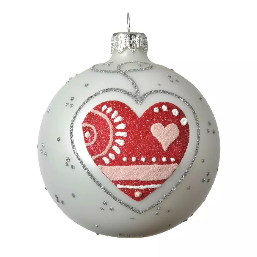 Lot de 6 boules de Noël en verre (D80 mm) Chalet Blanc  2