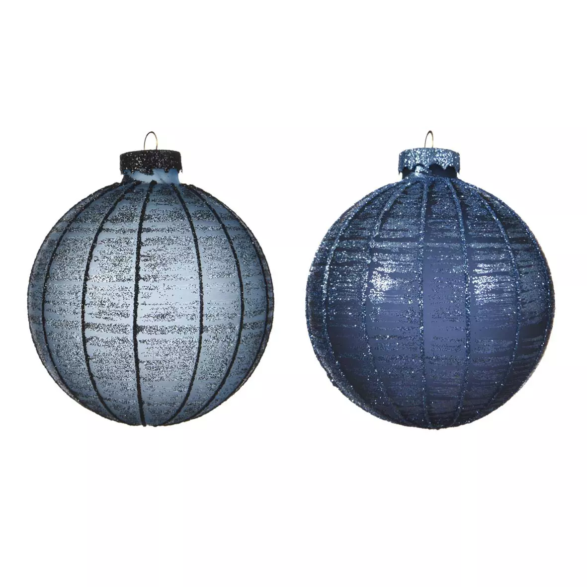 Lot de 3 boules de Noël en verre (D80 mm) Epsilon Bleu acier  1