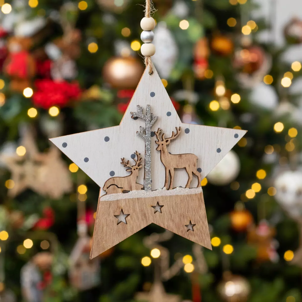 Stella da appendere Cervo Naturale 1