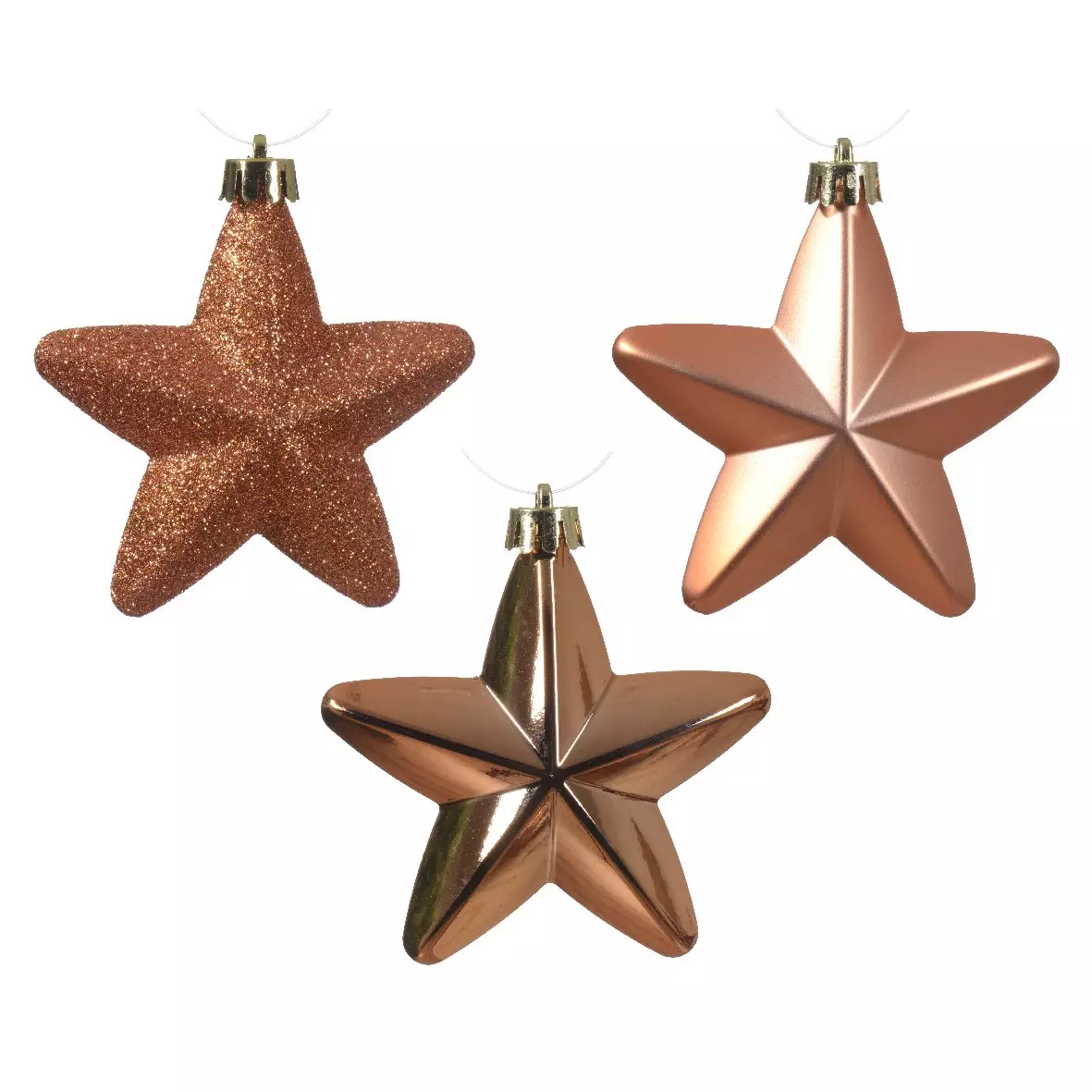 Confezione di 6 stelle di Natale da appendere Alpine Rosso rame 1
