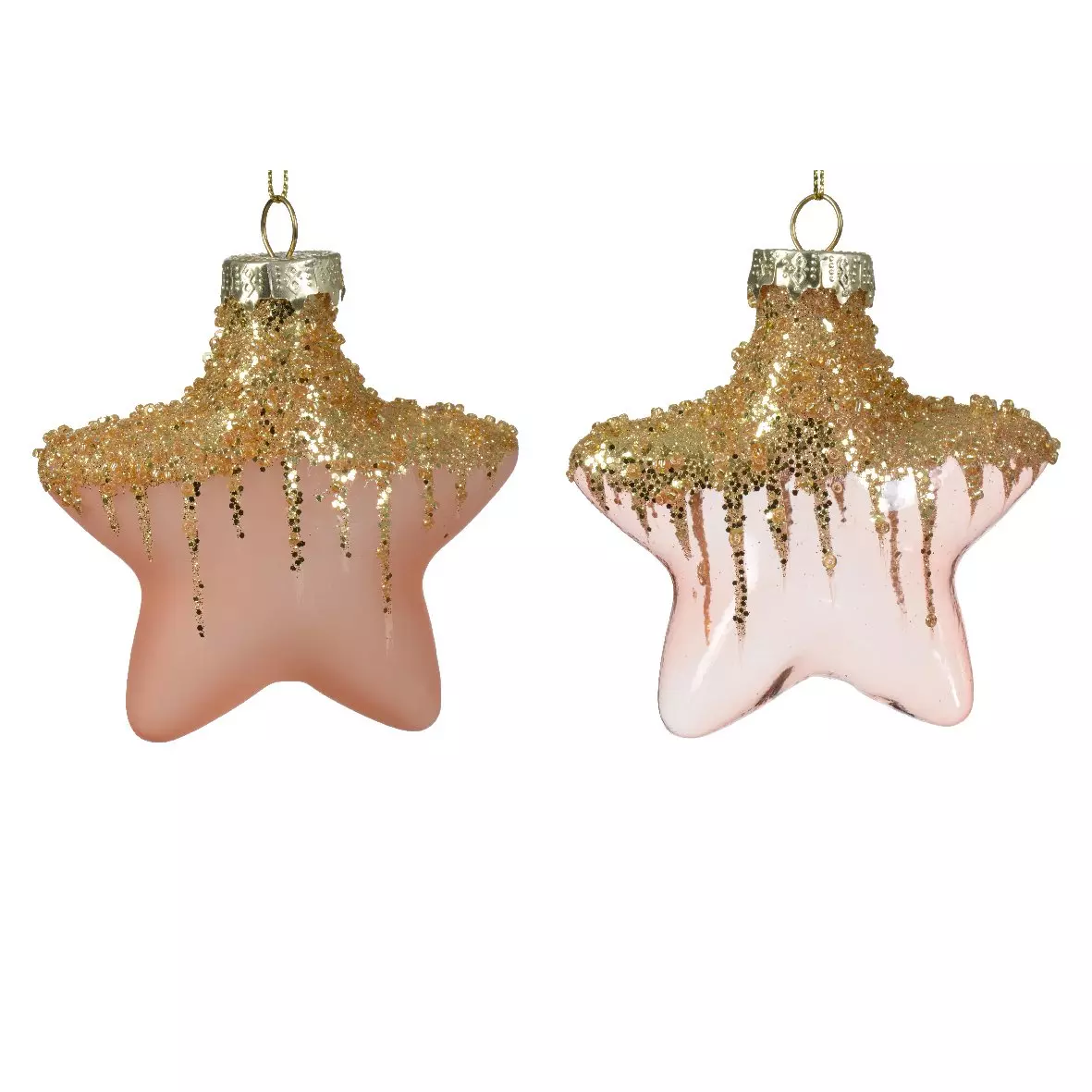 2er Set Sterne aus Glas Arctique Zartrosa 1