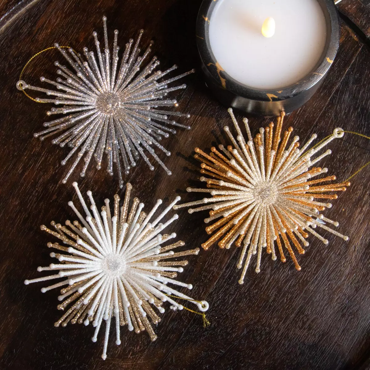 Confezione di 3 stelle Pluie de paillettes Argento