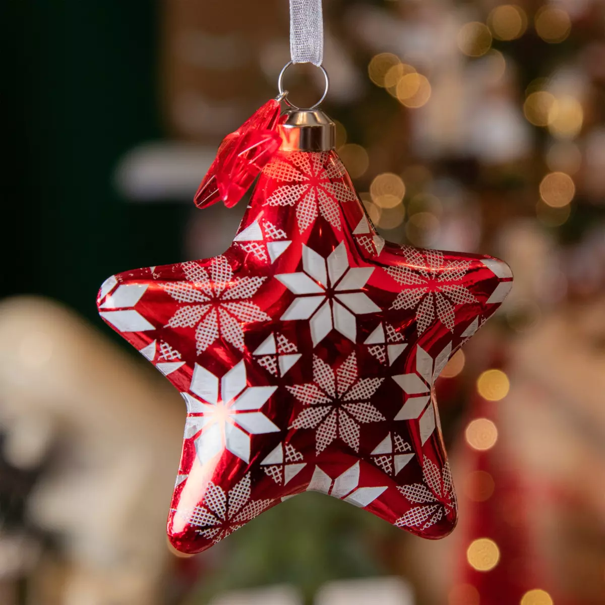 Confezione di 2 stelle di Natale in  vetro Floconées Rosso 1
