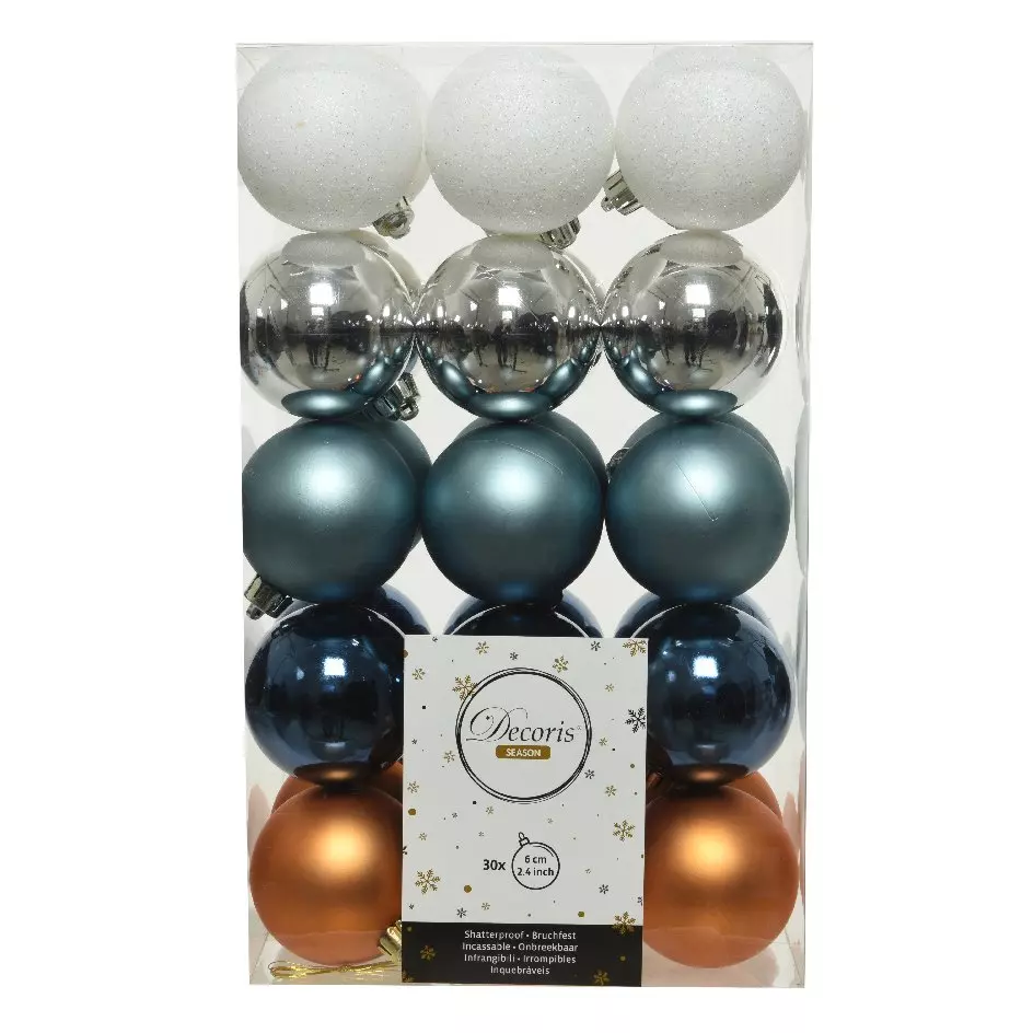 Lot de 30 boules de Noël (D60 mm) Alpine multi Bleu glacier 1