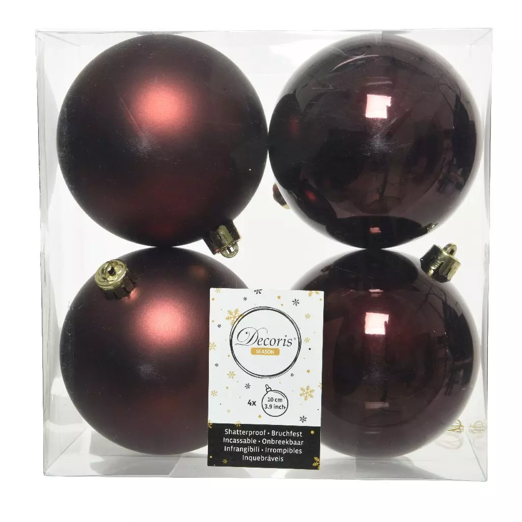 Lot de 4 boules de Noël (D100 mm) Alpine Acajou 1