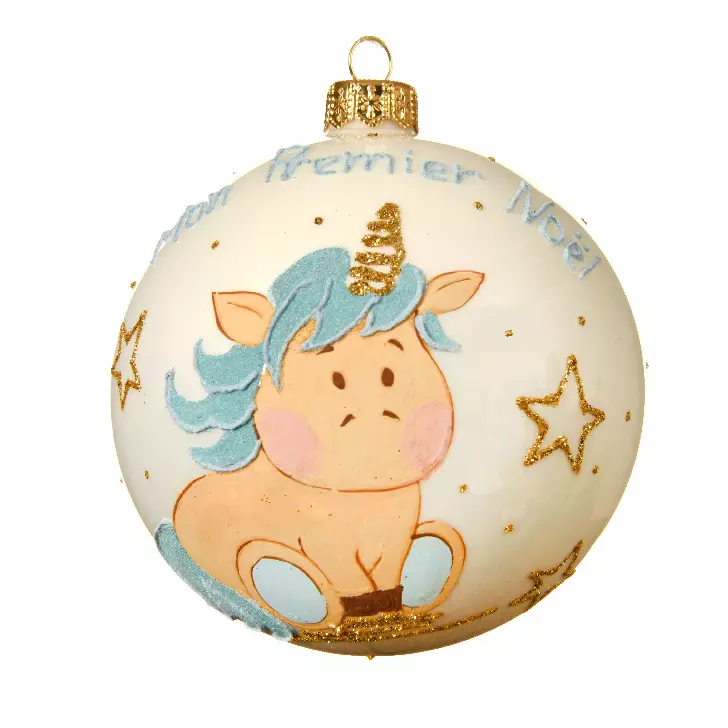 Bola de Navidad (D100 mm) Primera Navidad en vidrio Jolly 1