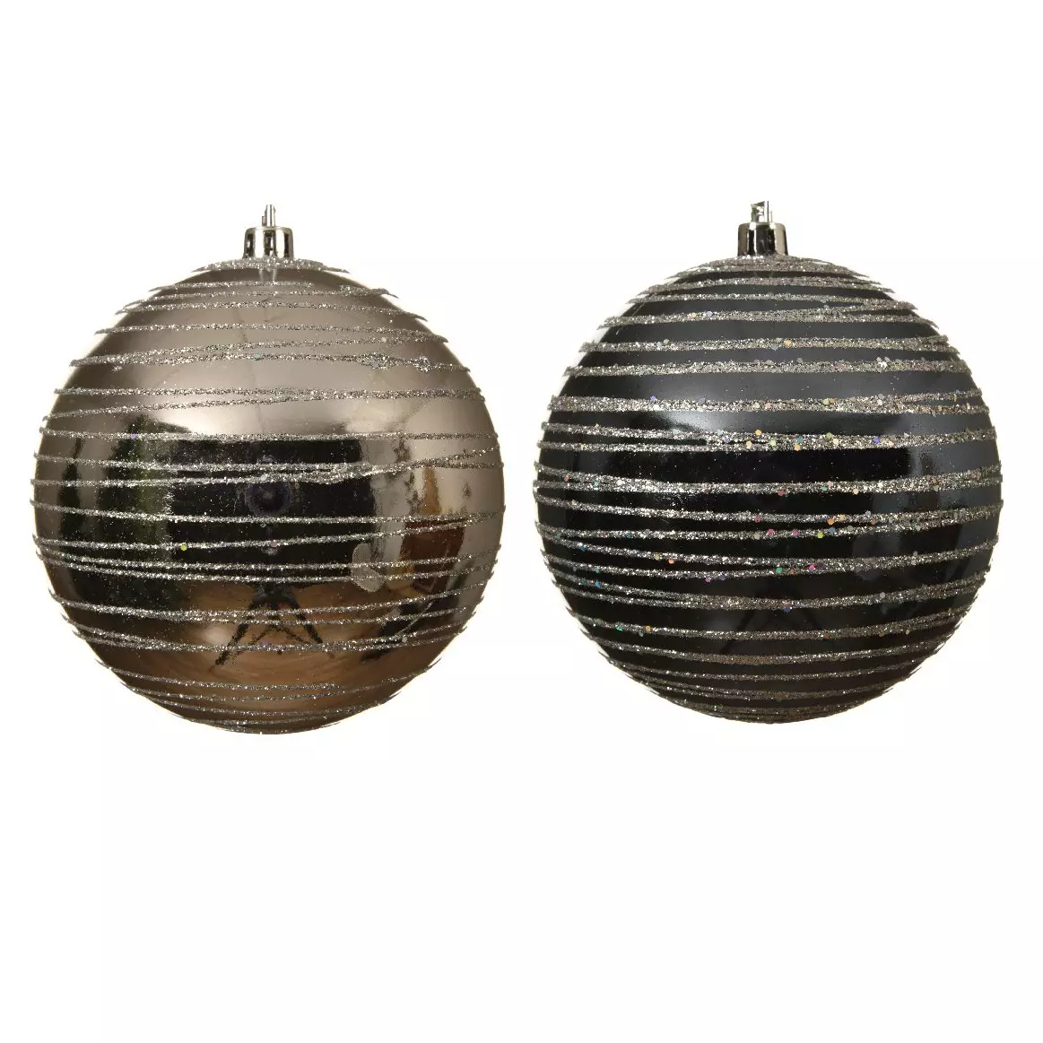 Confezione di 12 palline di Natale (Ø100 mm) Quincy Bleu nuit/ Argento 1