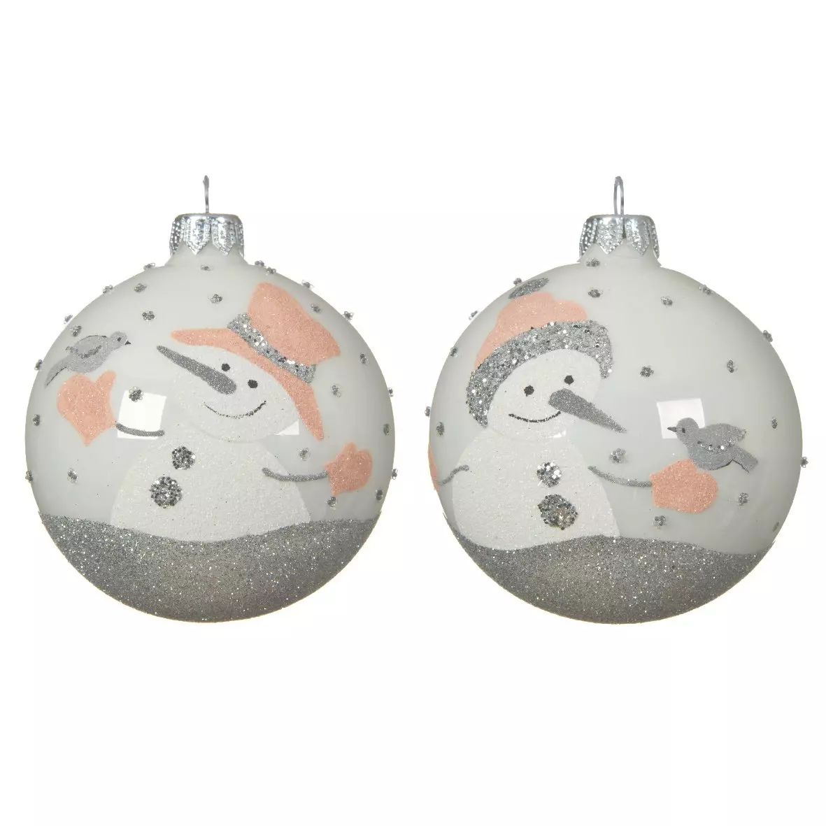 Lot de 6 boules de Noël en verre (D80 mm) Federico Blanc  1