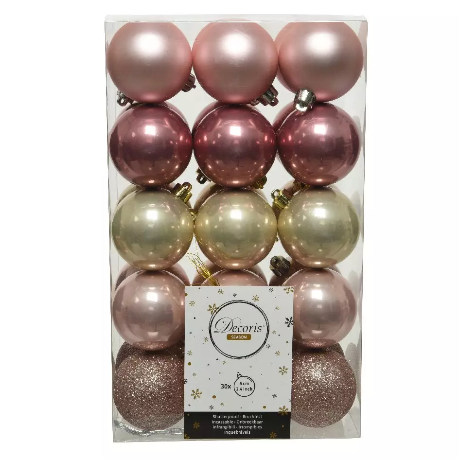 Confezione di 30 palline di Natale (D60 mm) Alpine multi Rosa cipria 1