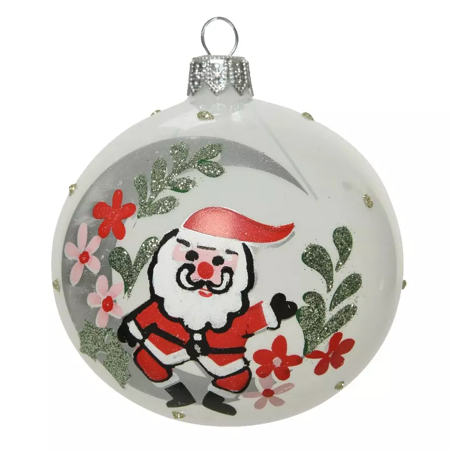 Lot de 6 boules de Noël en verre (D80 mm) Sur la lune Blanc  1