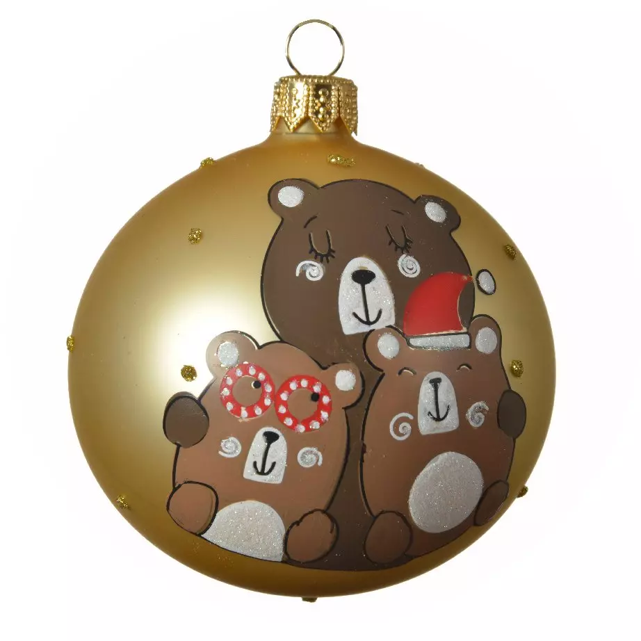 Lotto di 6 palline di Natale di vetro (D80 mm) Family Oro 1