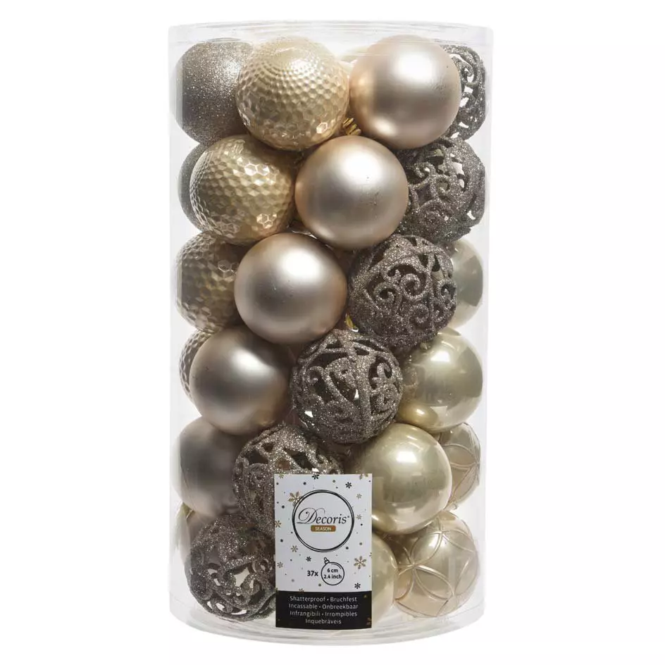 Lot de 37 boules de Noël (D60 mm) Alpine mix Perle 1