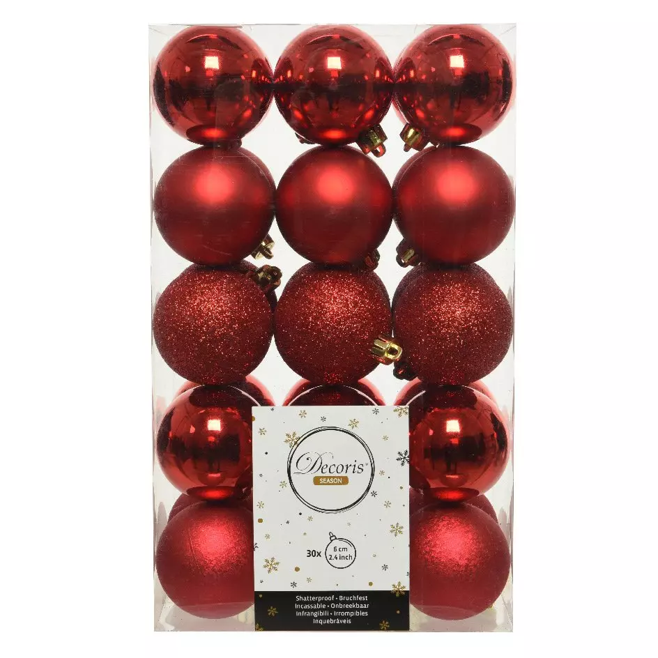 Lot de 30 boules de Noël (D60 mm) Alpine Rouge 1