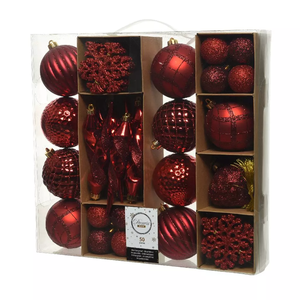 Baumschmuck-Set Zaven Weinrot/ Rot 1