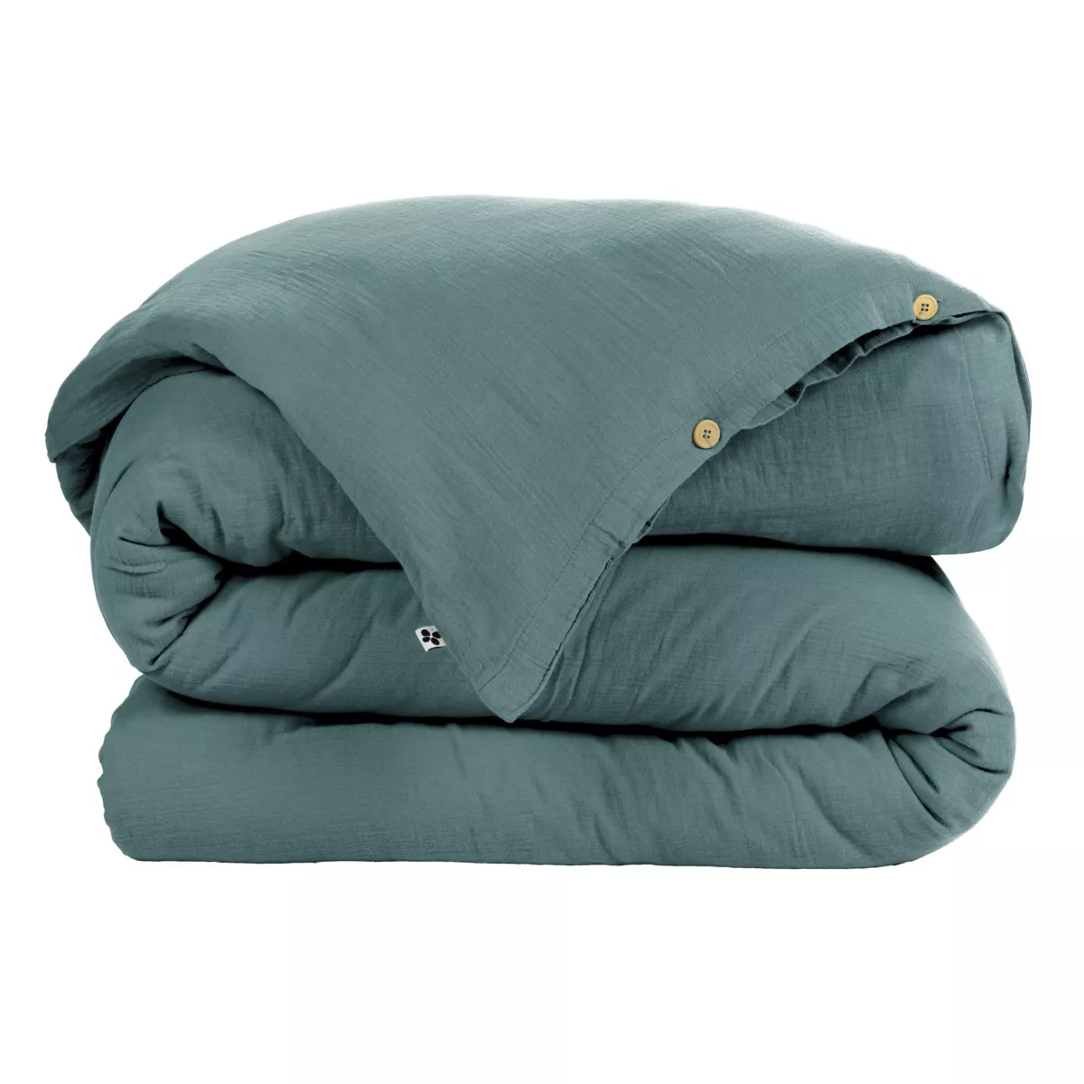 Housse de couette gaze de coton (280 cm) Gaïa Bleu canard 2