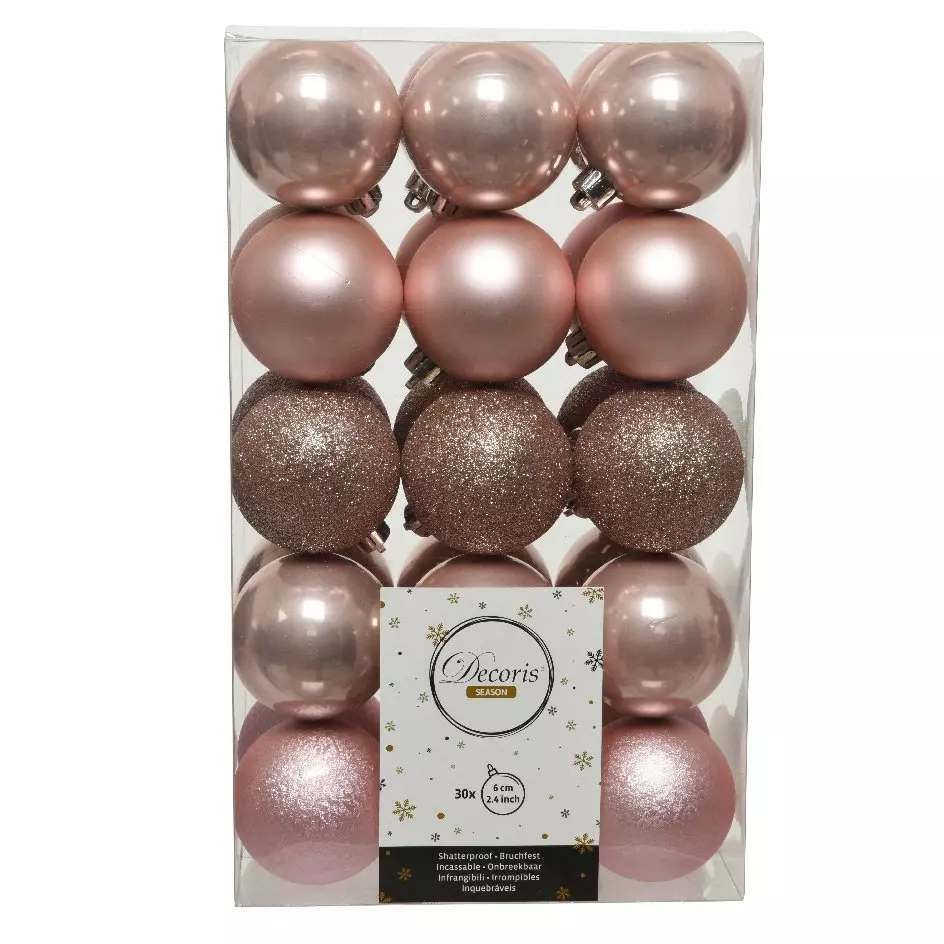 30er Set Weihnachtskugeln (D60 mm) Alpine Puderrosa 1