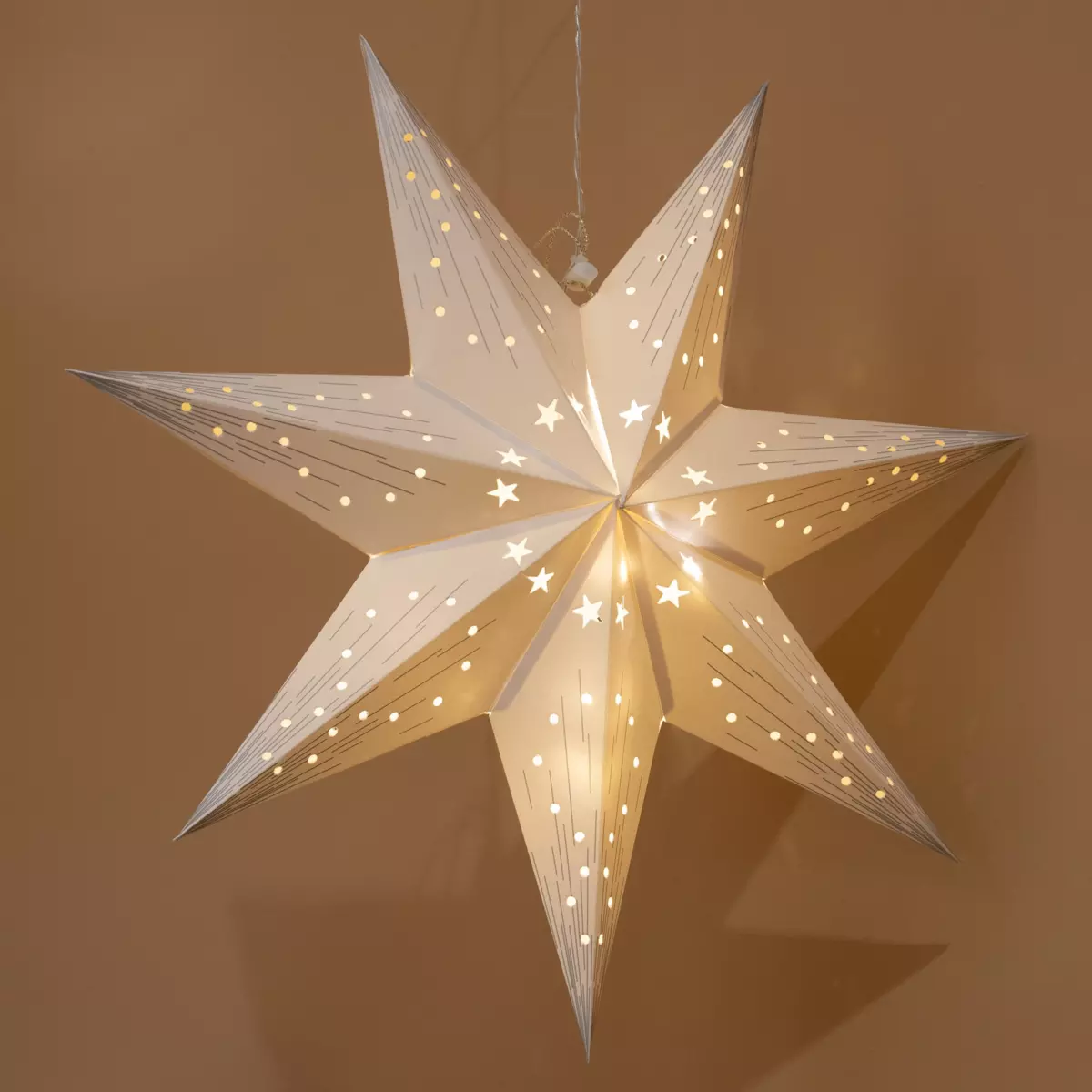 Étoile lumineuse à piles Oria blanc et  Blanc chaud 1