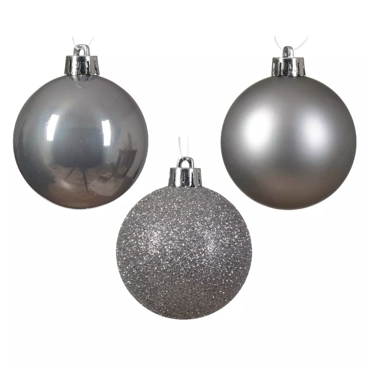 30er Set Weihnachtskugeln Alpine Mix Marmorgrau  2