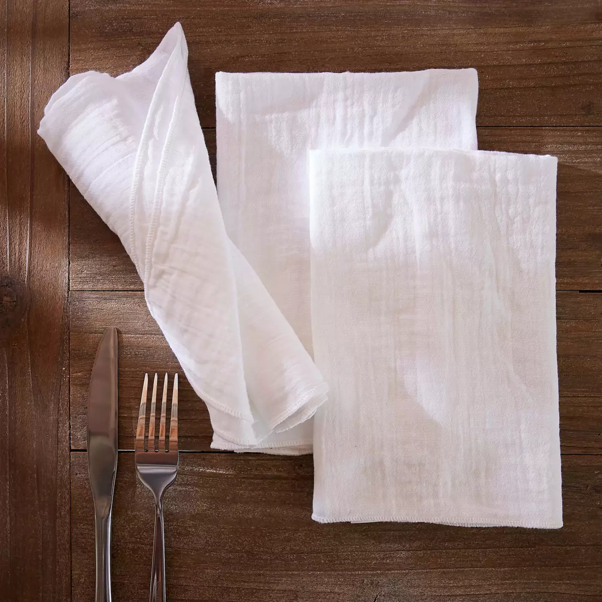 Lot de 3 serviettes gaze de coton Gaïa Blanc chantilly 1