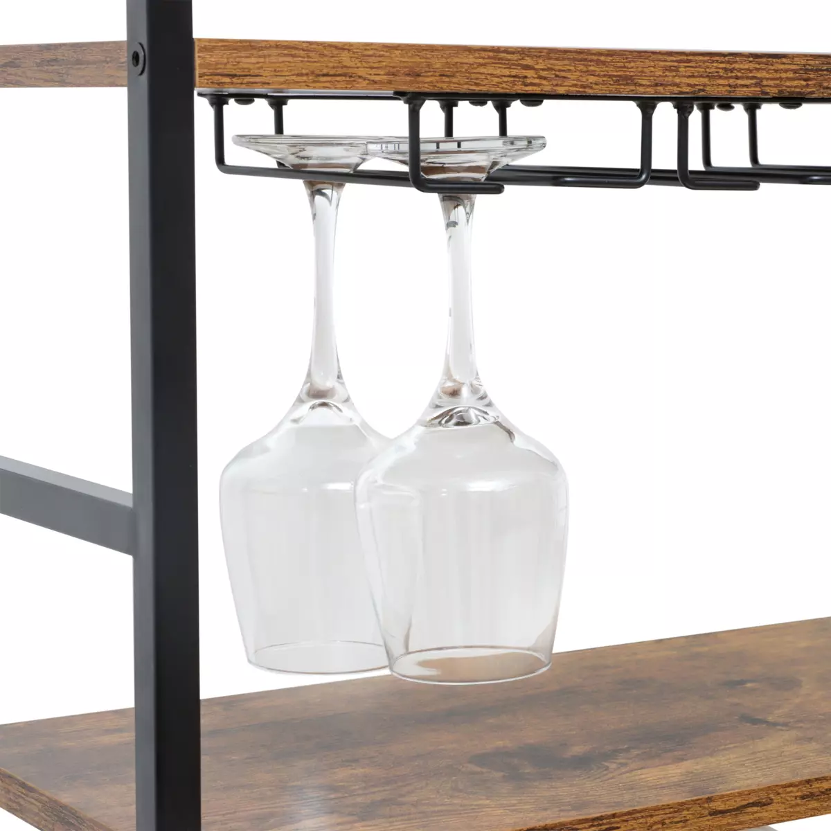 Mueble portabotellas industrial con 18 compartimentos y portavasos (H100 cm) Hugo Marrón 4