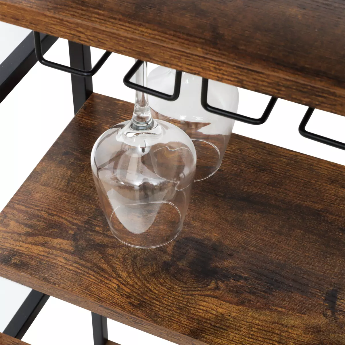 Mueble portabotellas industrial con 18 compartimentos y portavasos (H70 cm) Paul Marrón 5