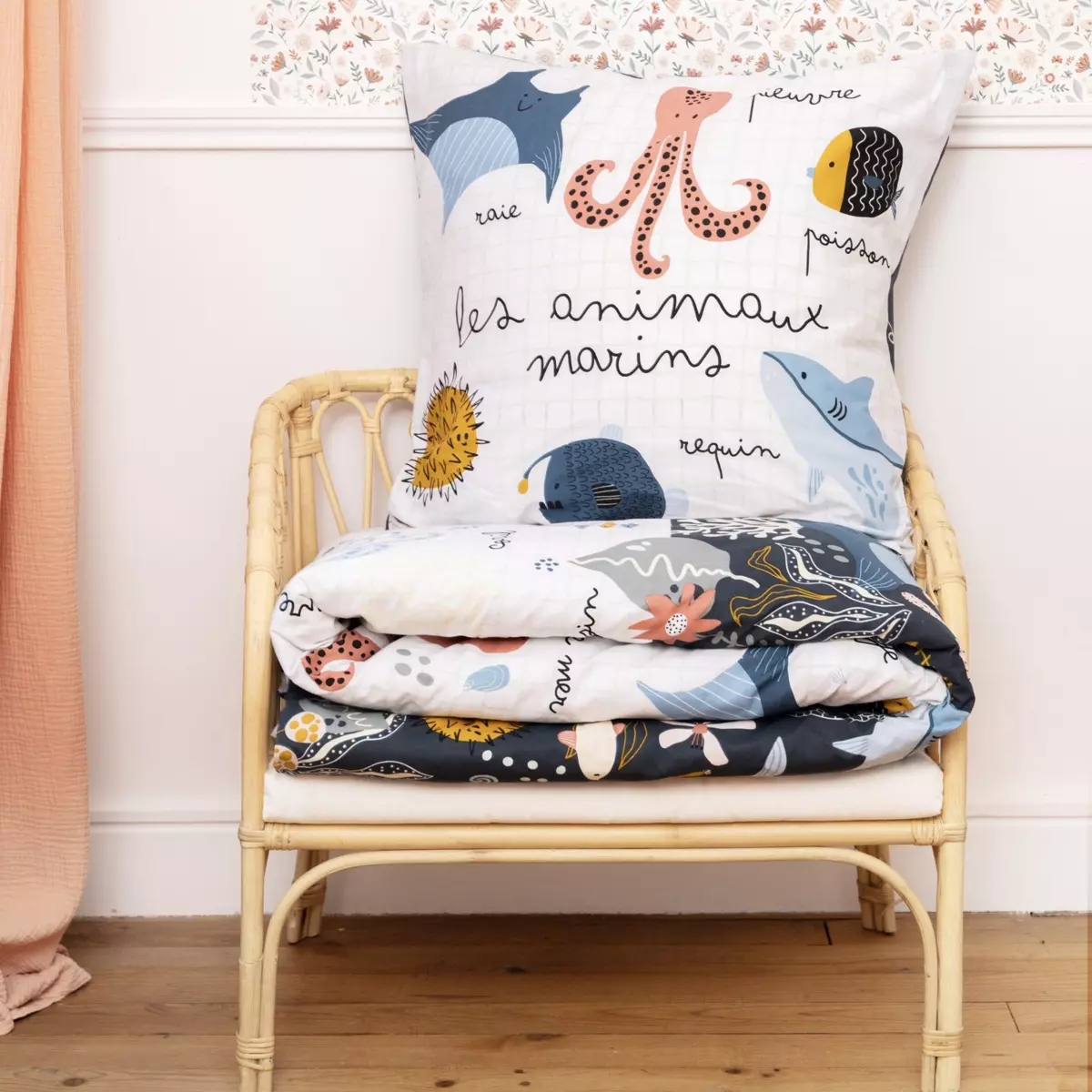Housse de couette et une taie enfant coton (140 cm) Octopia Multicolore 5
