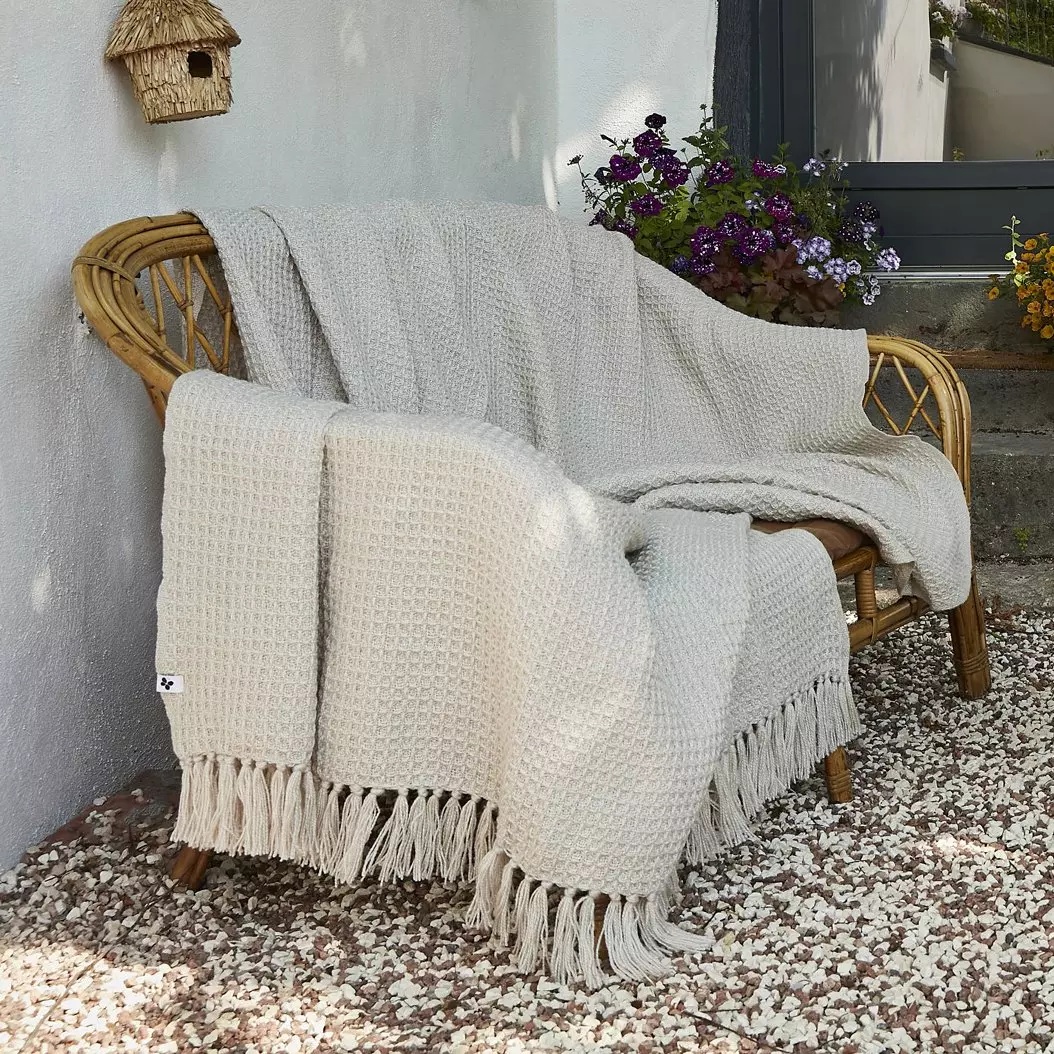 Plaid per divani in materiale riciclato (220 cm) Gabin Beige pampa
