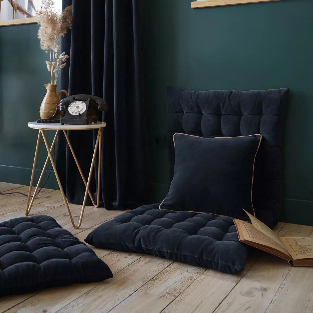 Materasso da pavimento iin velluto di cotone (60 x 120 cm) César Blu notte 3