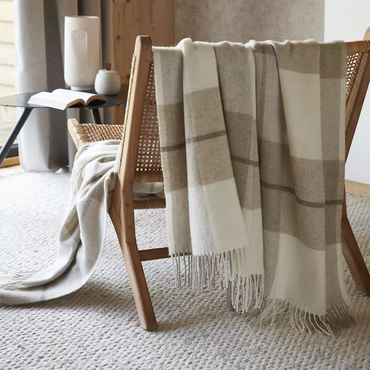 Plaid laine (200 cm) Marius Beige