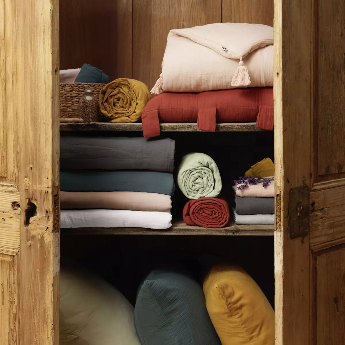 Lenzuolo con angoli garza di cotone (160 cm) Gaïa Rosa cipria 5