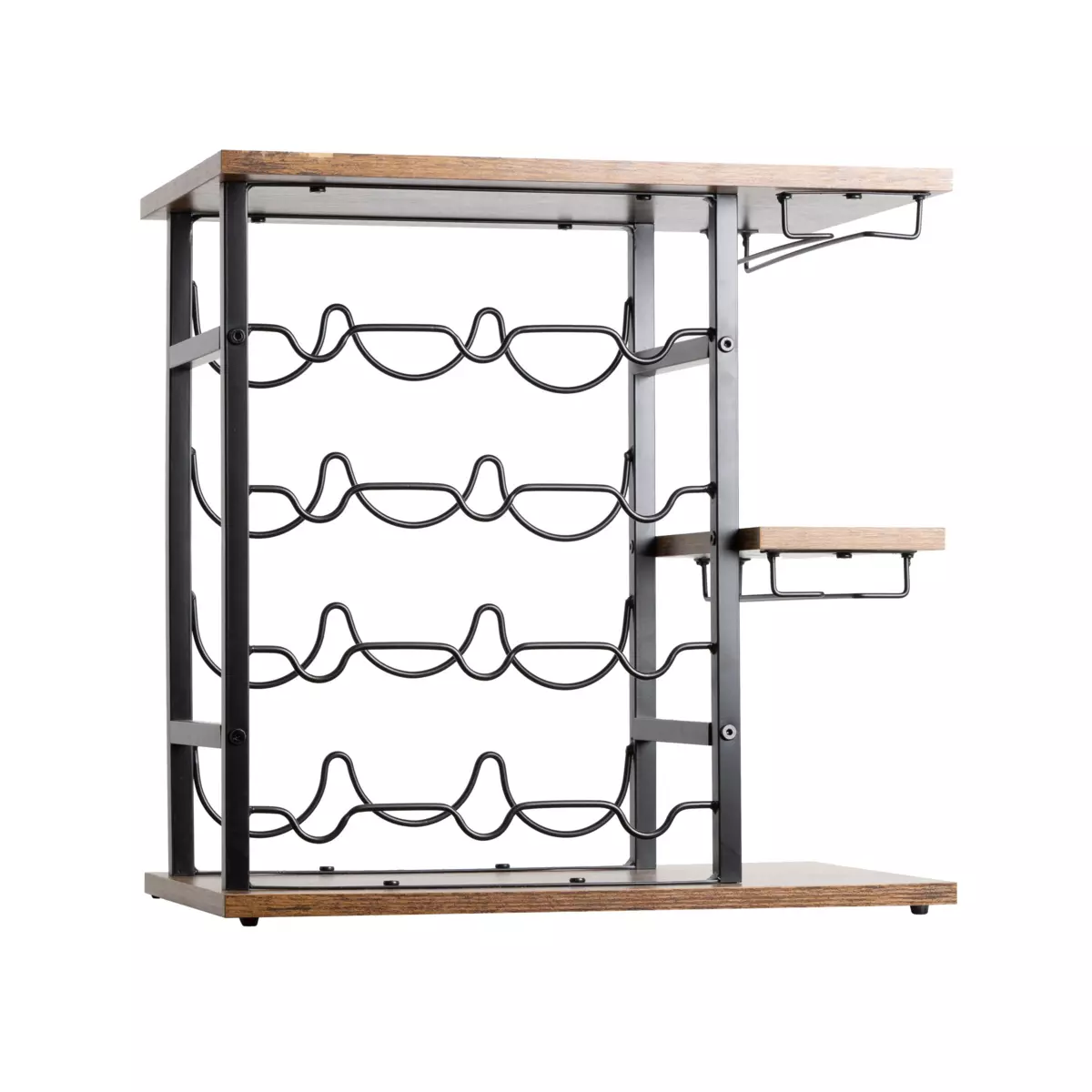 Mueble portabotellas industrial con 12 compartimentos y portavasos (H50 cm) Arthur Negro 2