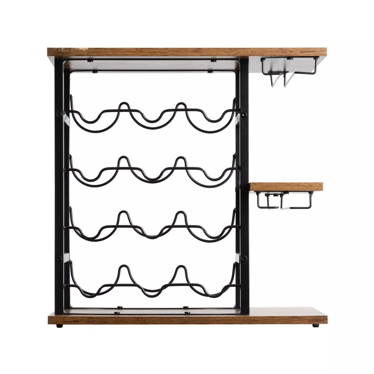 Mueble portabotellas industrial con 12 compartimentos y portavasos (H50 cm) Arthur Negro 3