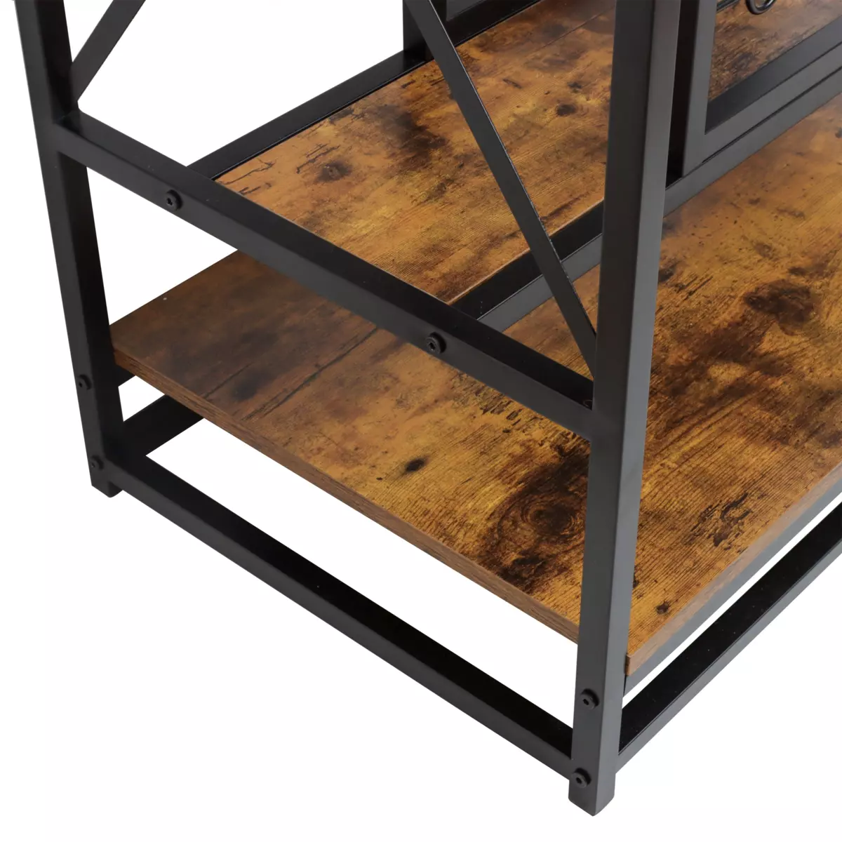 Mueble portabotellas industrial con 12 compartimentos y portavasos (H86 cm) Louis Marrón 4